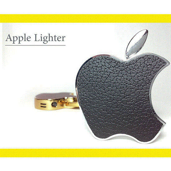 تصویر  فندک لاکچری طرح اپل نقره ای