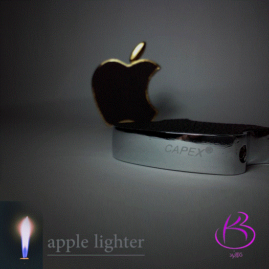 تصویر  فندک لاکچری طرح اپل نقره ای