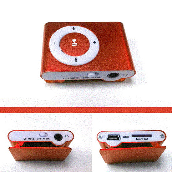 تصویر  پخش کننده موسیقی رنگ قرمز mp3player رم خور طرح اپل
