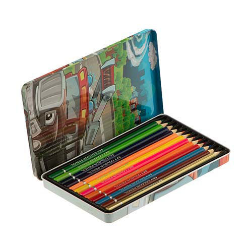 مداد رنگی 12 رنگ جعبه فلزی SKY