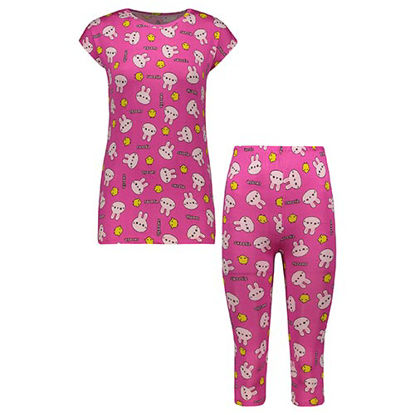 تصویر  ست تاپ و شلوار برمودا سرخابی طرح سویتی کد 502