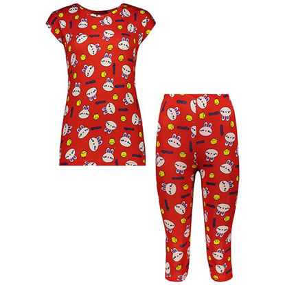 تصویر  ست تاپ و شلوار برمودا قرمز طرح سویتی کد 508