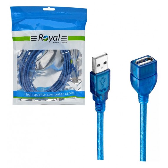تصویر  کابل افزایش طول USB شیلدار طول 3 متر رویال (Royal)