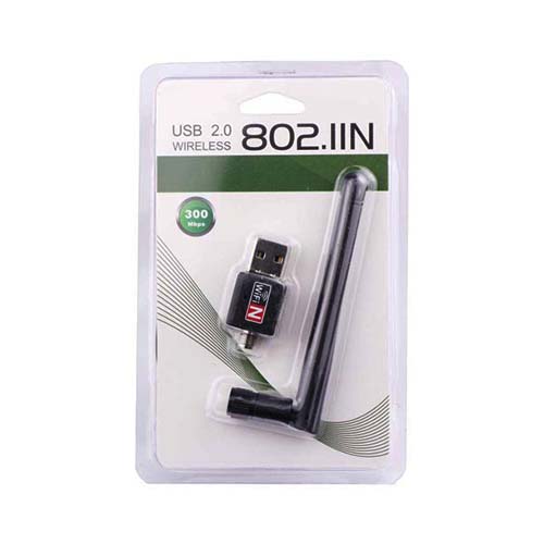 تصویر  کارت شبکه USB بی سیم مدل 802.11N آنتن کوتاه