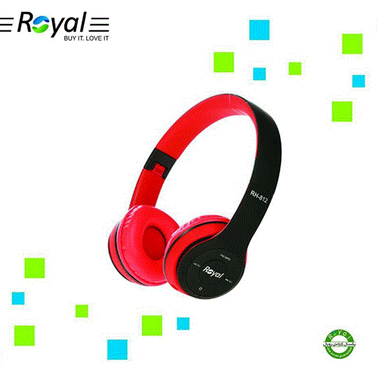 تصویر  هدفون رویال قرمز مدل ROYAL wireless Headphone RH-812