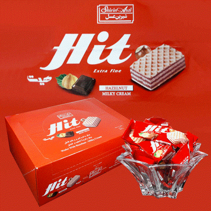 تصویر  ویفر فندقی شیرین عسل مدل هیت بسته بندی100عددی