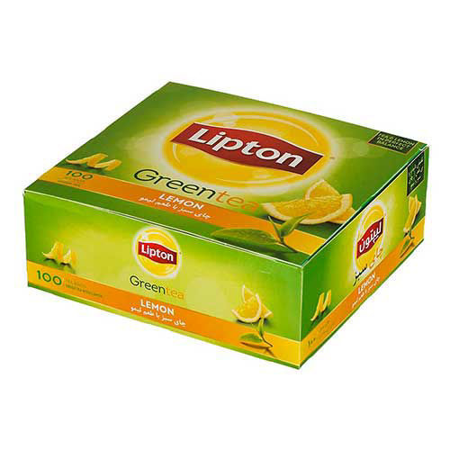چای سبز کیسه‌ ای لیپتون مدل Lemon بسته 100 عددی