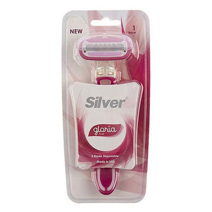 خود تراش زنانه چند بار مصرف 5 لبه سیلور مدل GLORIA