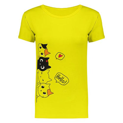 تصویر  تی شرت زرد طرح گربه کد 402
