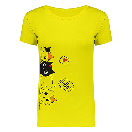 تصویر  تی شرت زرد طرح گربه کد 402