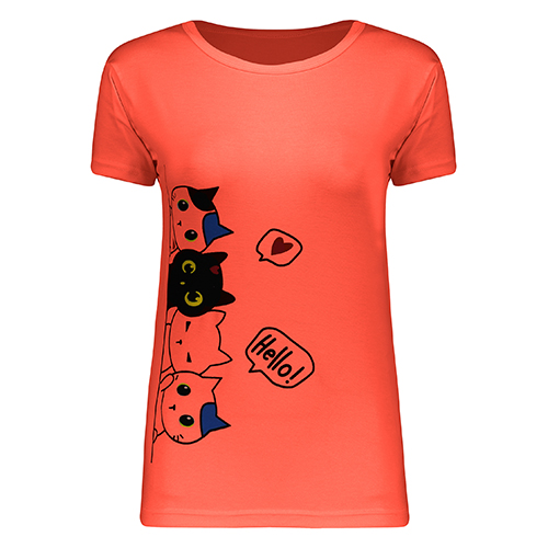 تصویر  تی شرت صورتی پررنگ طرح گربه کد 405