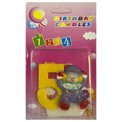 تصویر  شمع تولد مدل دلقک عدد 5
