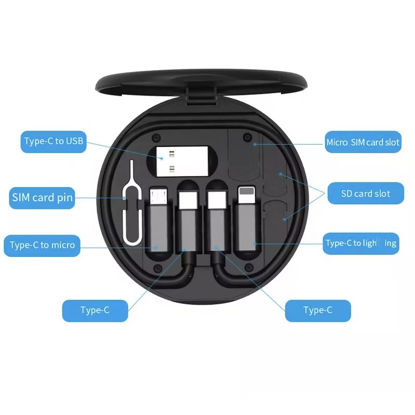 تصویر  کابل تبدیل USB/USB-C به microUSB / لایتنینگ / USB-C به همراه سوزن سیم کارت