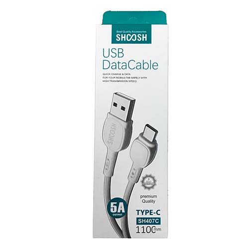 تصویر  کابل تبدیل USB به USB-C شوش مدل SH407C طول 1.1 متر مشکی