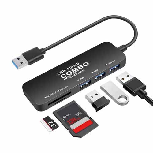 تصویر  هاب و رم ریدر 5 پورت USB 3.0 مدل Combo