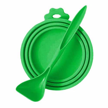 تصویر  درب و قاشق کنسرو سگ و گربه بایو موزارا سبز تیره