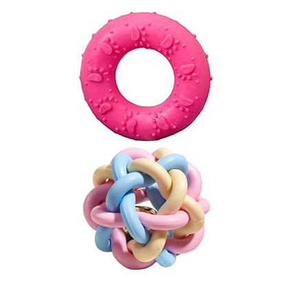 تصویر  اسباب بازی سگ و گربه بایو موزارا مدل حلقه و توپ سرخابی