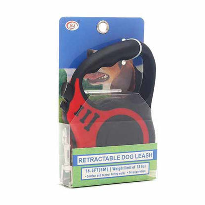 تصویر  بند قلاده سگ و گربه طول 5 متری قرمز