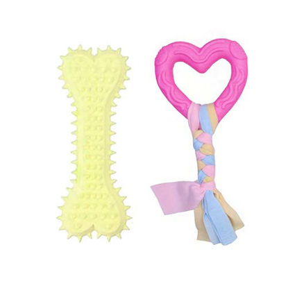 تصویر  اسباب بازی دندانی سگ بایو موزارا مدل قلب و استخوان کرم و سرخابی