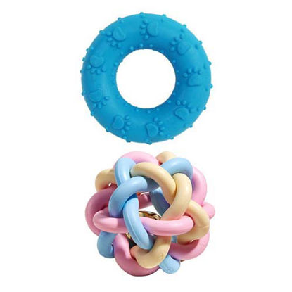 تصویر  اسباب بازی سگ و گربه بایو موزارا مدل حلقه و توپ آبی