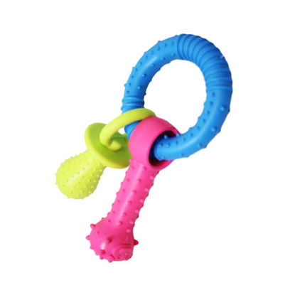 تصویر  اسباب بازی دندانی سگ و گربه بایو موزارا مدل حلقه استخوان دار آبی