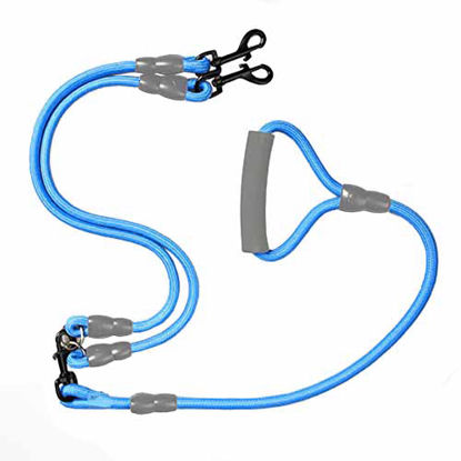 تصویر  بند قلاده دو قلو سگ طول 1.3 متر آبی