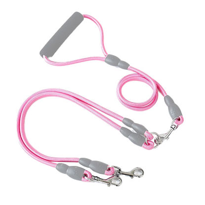 تصویر  بند قلاده دو قلو سگ طول 1.3 متر صورتی