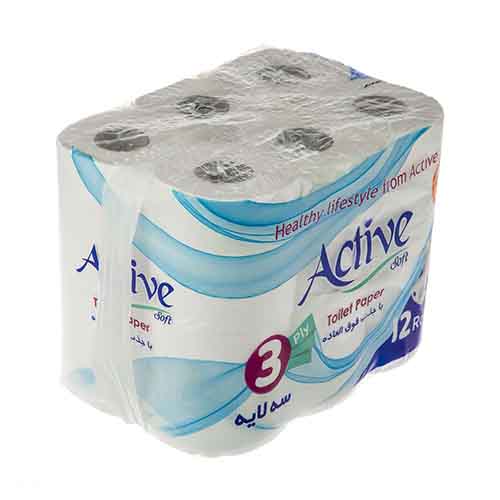 تصویر  دستمال توالت رولی اکتیو بسته 12 عددی