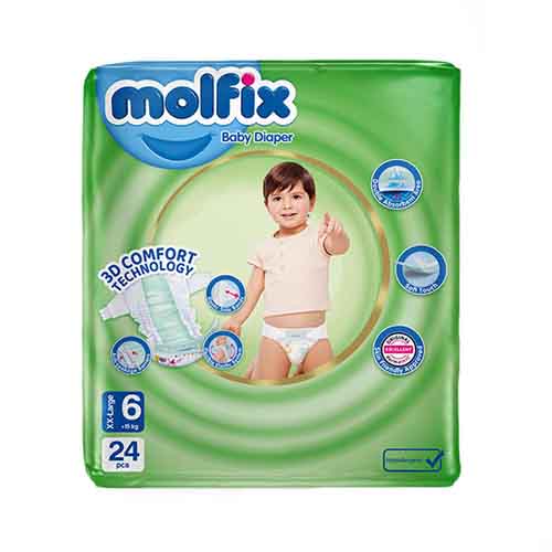تصویر  پوشک مولفیکس سایز 6 بسته 24 عددی