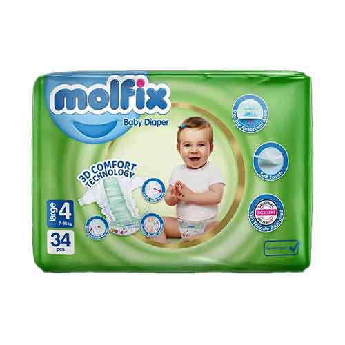تصویر  پوشک مولفیکس سایز 4 بسته 34 عددی