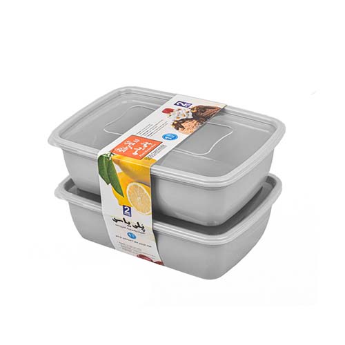 تصویر  ظرف فريزری 2 قلو پلی ياس ظرفیت 1 لیتر طوسی