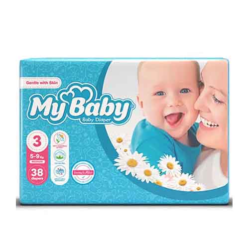 تصویر  پوشک مای بیبی سایز 3 بسته 38 عددی