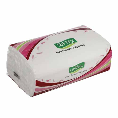 تصویر  دستمال کاغذی سافتکس 250 برگ بسته دو عددی