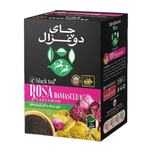 تصویر  چای سیاه با گل سرخ و هل دوغزال 100 گرم