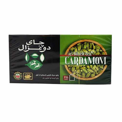 تصویر  چای سیاه کیسه ای با هل انولوپ دار دوغزال بسته 25 عددی