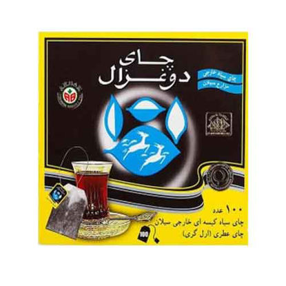 تصویر  چای سیاه کیسه ای معطر دوغزال بسته 100 عددی