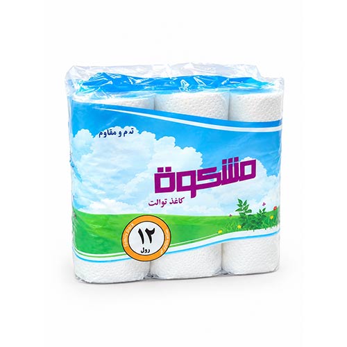 تصویر  دستمال توالت رولی مشکات بسته 12 عددی