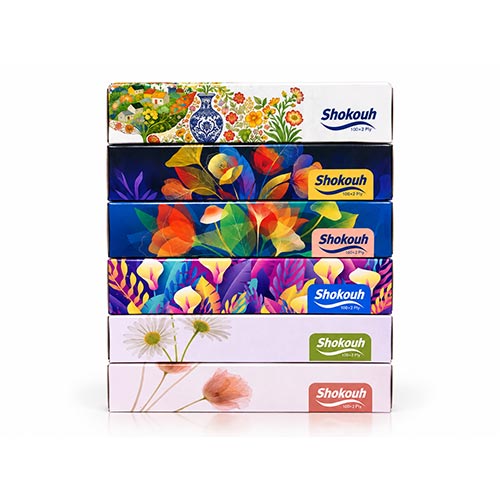 تصویر  دستمال کاغذی شکوه 100 برگ دو لایه